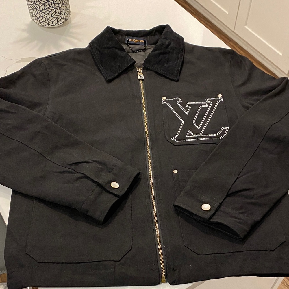 Louis Vuitton Black Logo Zip Bomber Jacket